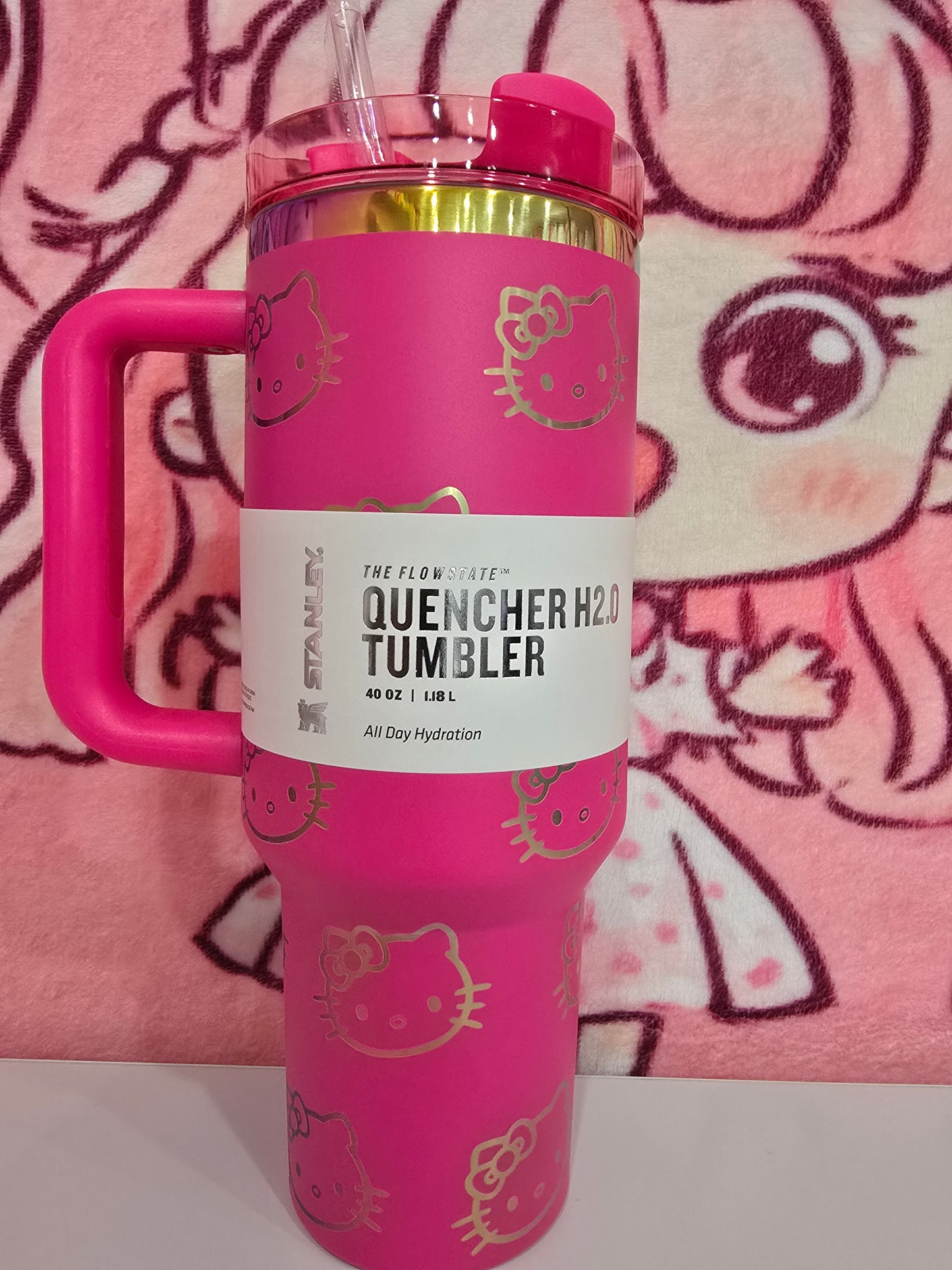 Neon Pink Hello Kitty Tumbler